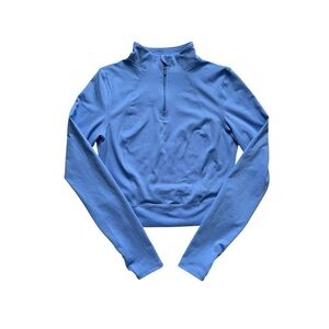 Blue Long Sleeve Quarter-Zip Athletic Top M